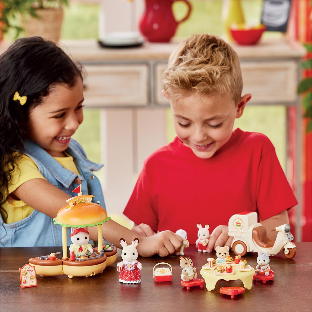 Epoch Sylvanian fries prep area with burger ingredients