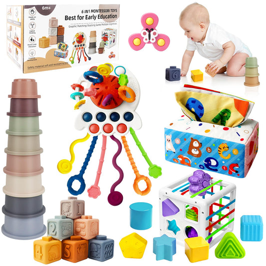 Epogg sensory bin with shape sorting toys promotes tactile exploration and early cognitive skills.