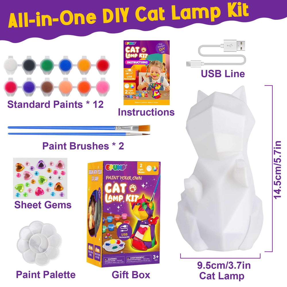 EPUMP Paint Your Own Cat Lamp Kit — gift box packaging for birthdays
