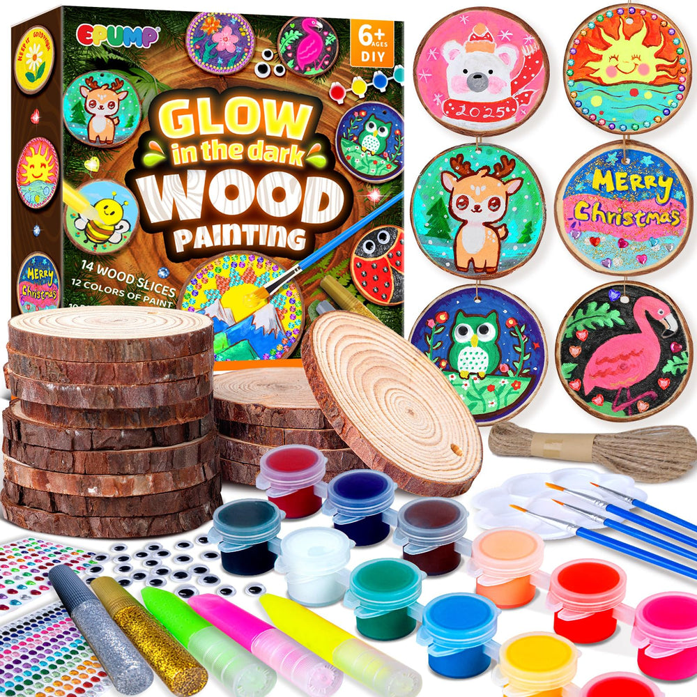 EPUMP wooden painting kit for kids with colorful wood slices for creative art