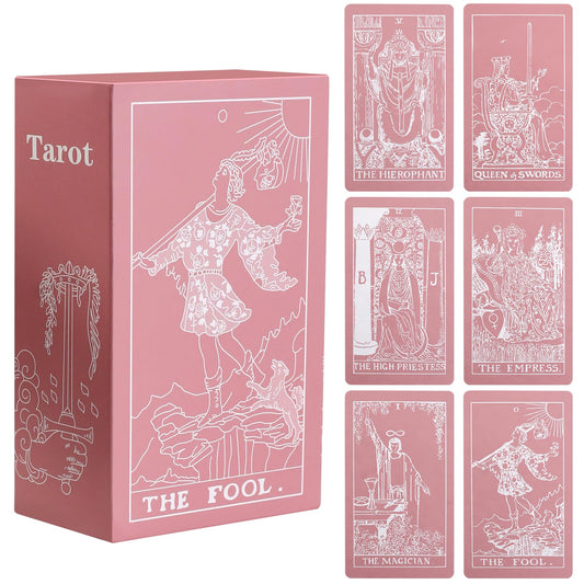 Erbacan Tarot pink cards front view, ideal for beginner-friendly shuffling and handling.