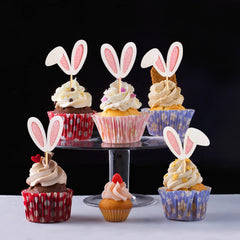 Ercadio glitter rabbit ear toppers bring a playful Easter vibe to desserts