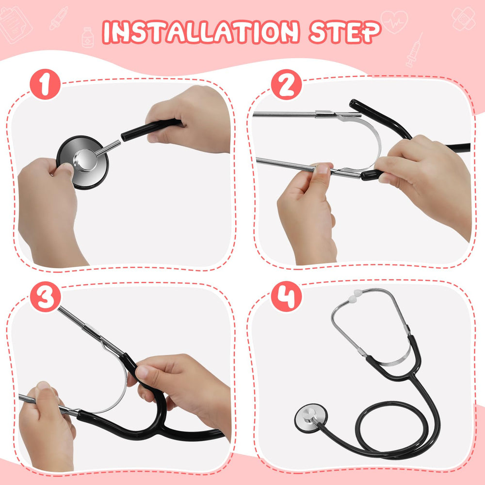 ERDOGLY pink hospital-theme setup with stethoscope for dress-up play and role-play.