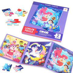 EREBADI Mermaid magnetic puzzles 3-in-1: colorful pieces click securely for focused toddler play.