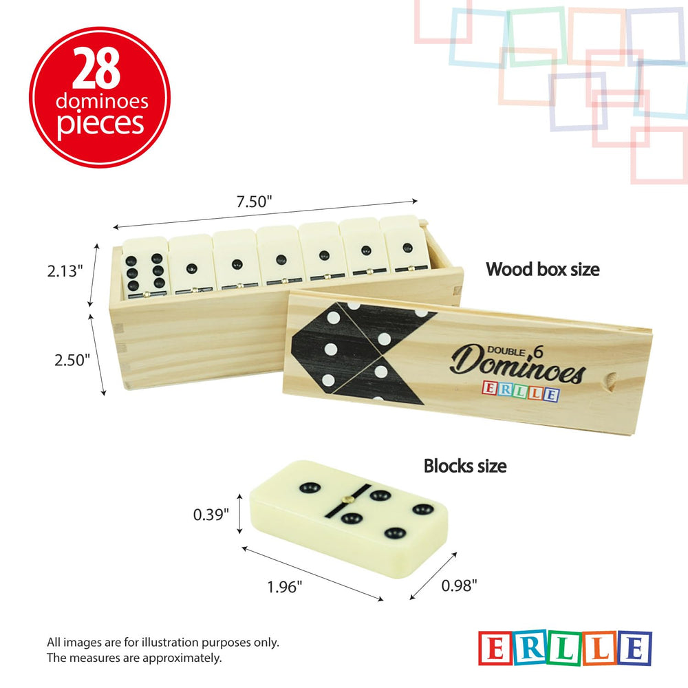 ERLLE double six domino tiles with smooth, readable engraved pips.