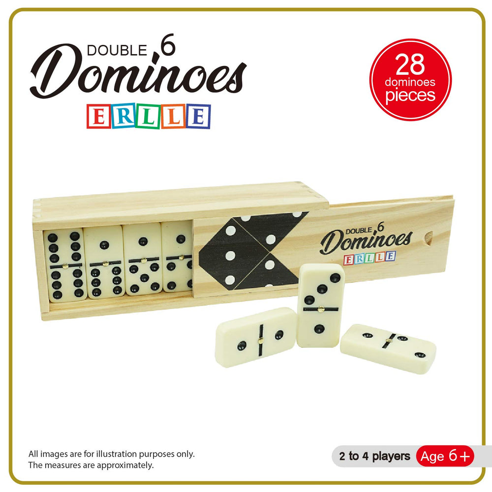 ERLLE dominoes set supports Mexican Train and Chicken Foot variants.