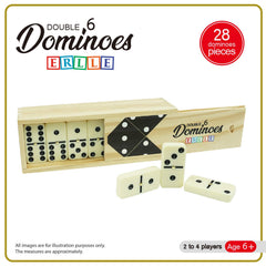 ERLLE dominoes set supports Mexican Train and Chicken Foot variants.