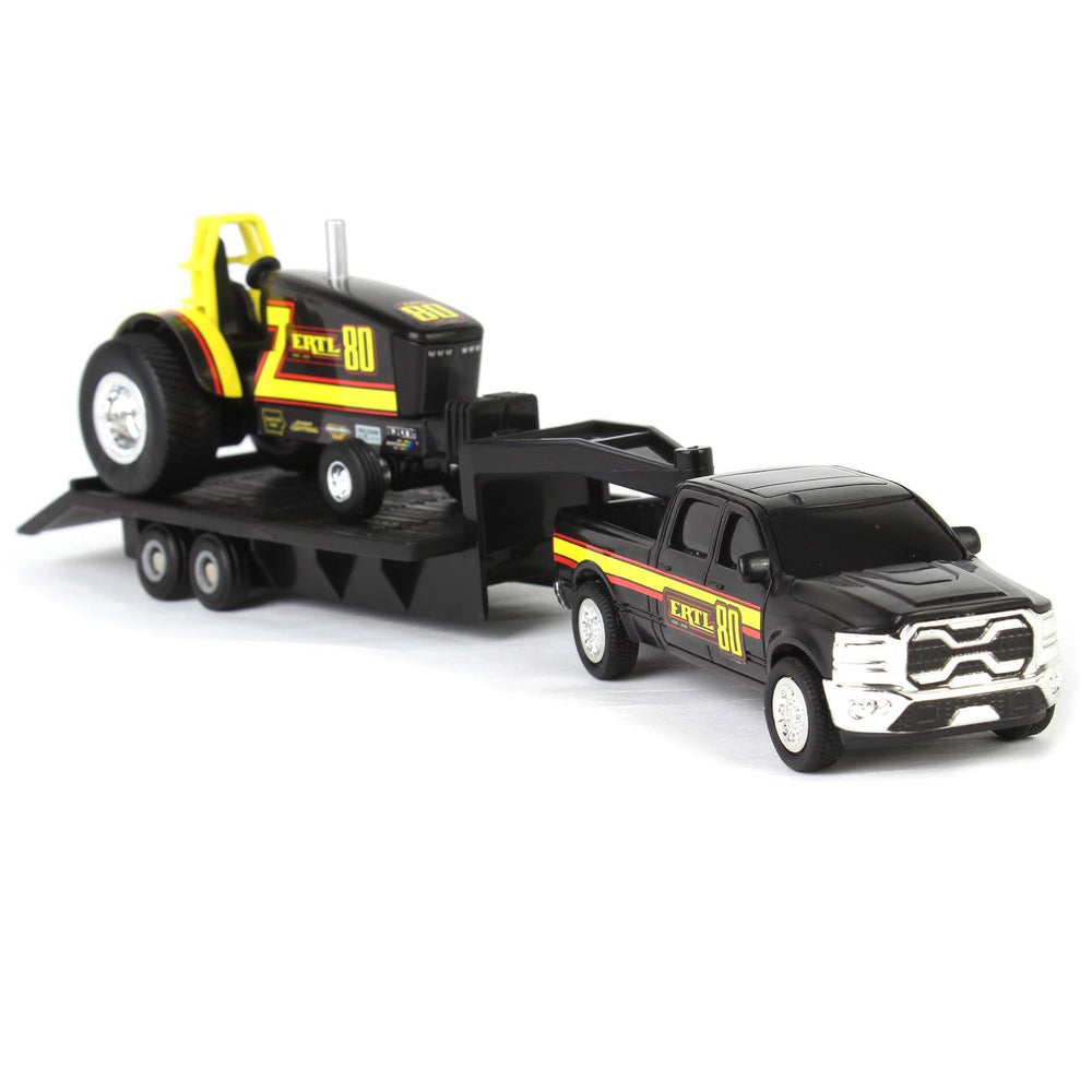 ERTL 1/64 durable pickup-truck on trailer ideal for display.