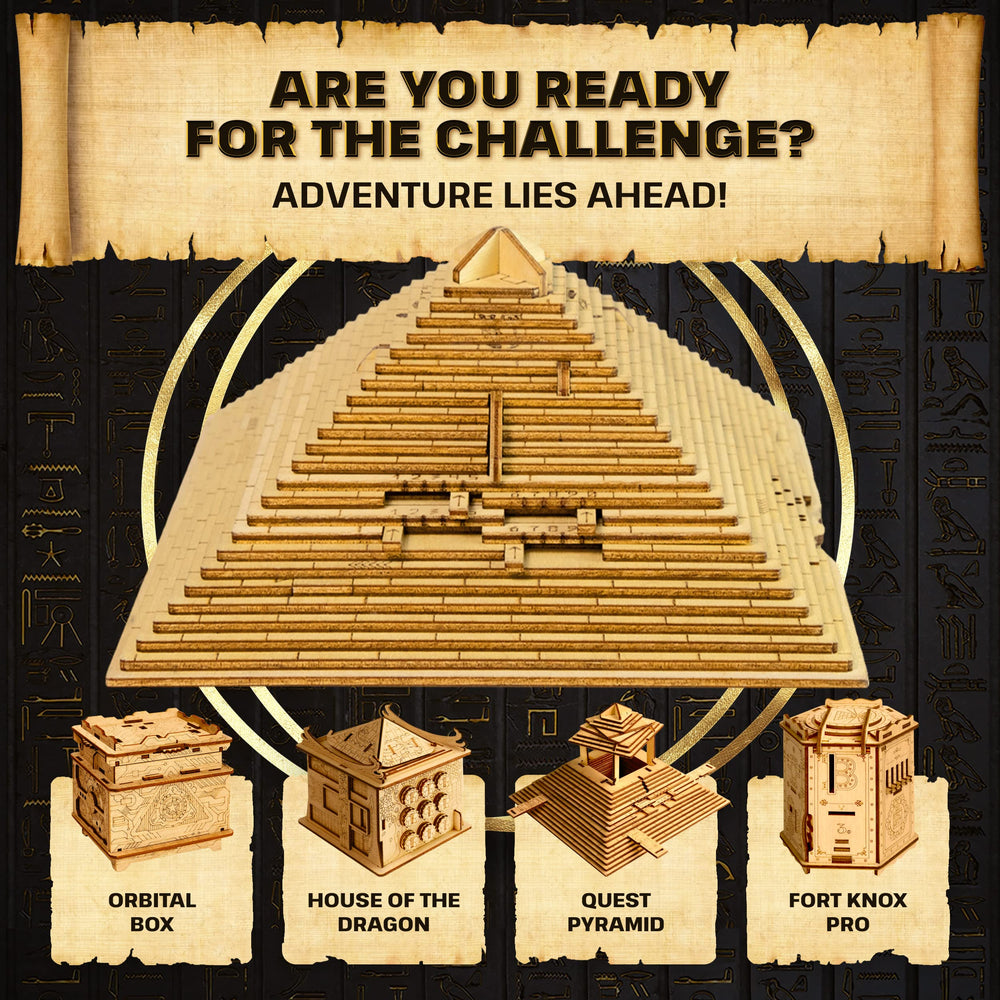 Family game night with ESC WELT Quest Pyramid, a reusable brain-teasing challenge for all ages.