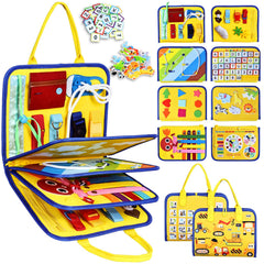 Esjay Busy Board 8 pages engages toddlers with varied activities for focus and fine motor practice
