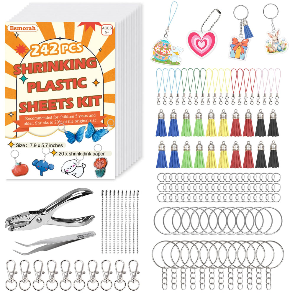 Esmorah Shrink Dink Kit Contents show all parts for quick crafting and project setup