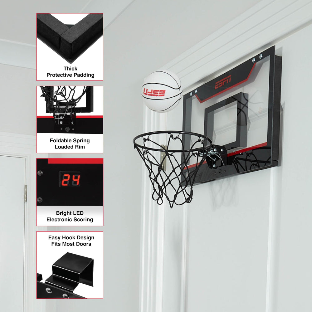 ESPN Mini Basketball Hoop sturdy door mount for daily use