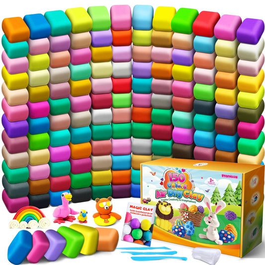 ESSENSON air dry clay 150 colors kit with vibrant swatches for creative play