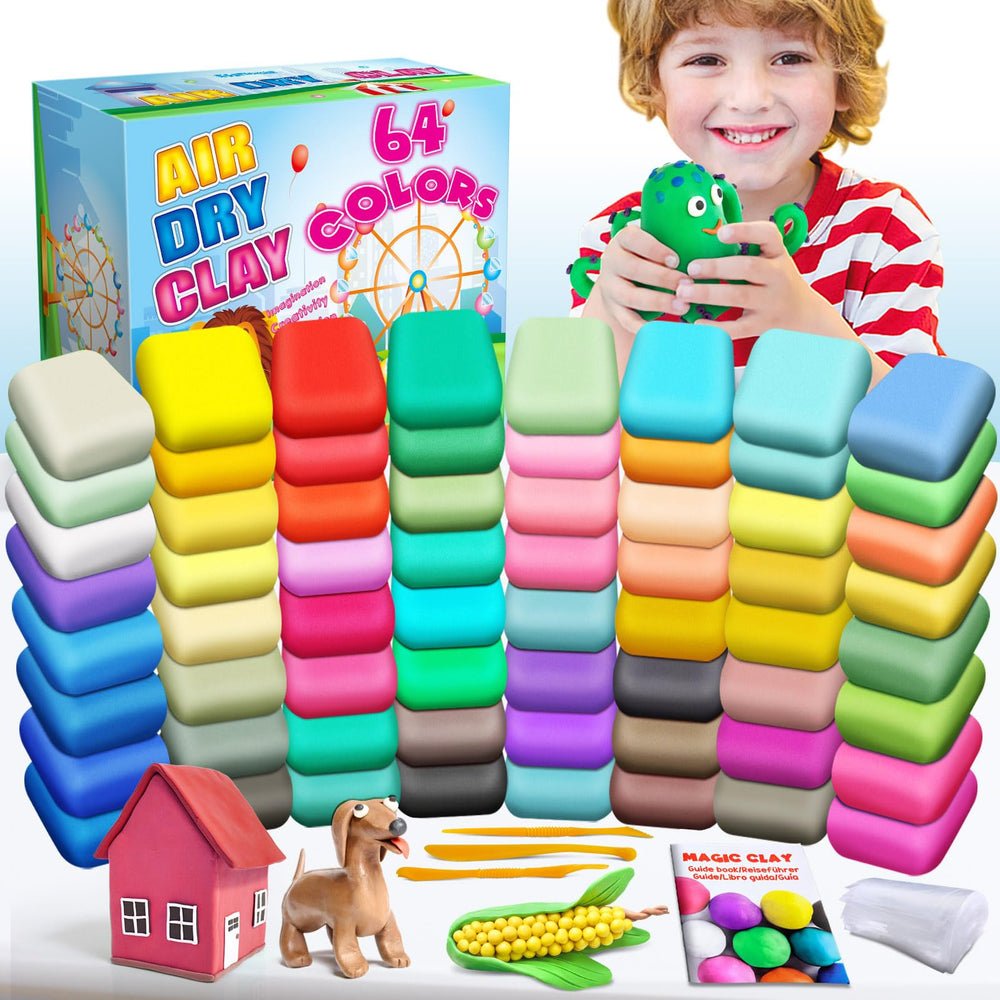ESSENSON air-dry clay 64 colors palette encourages color mixing and creativity.