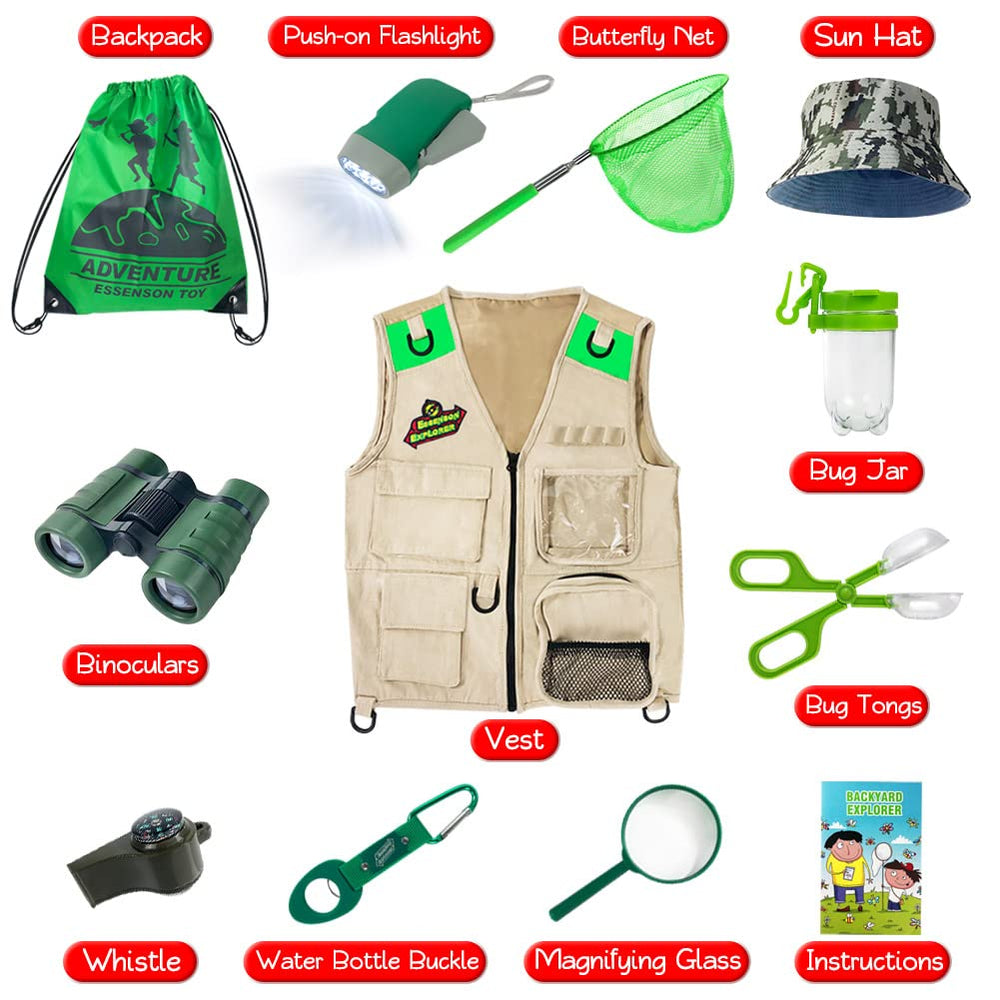 ESSENSON explorer hat with vest for imaginative outdoor play.