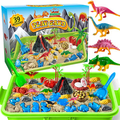 Essenson Sensory Bin with dinosaur molds for imaginative play and fine motor practice.