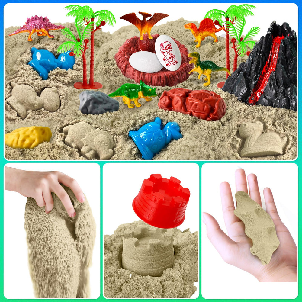 Essenson Sensory Bin encourages imaginative play with dinosaur landscape creation.