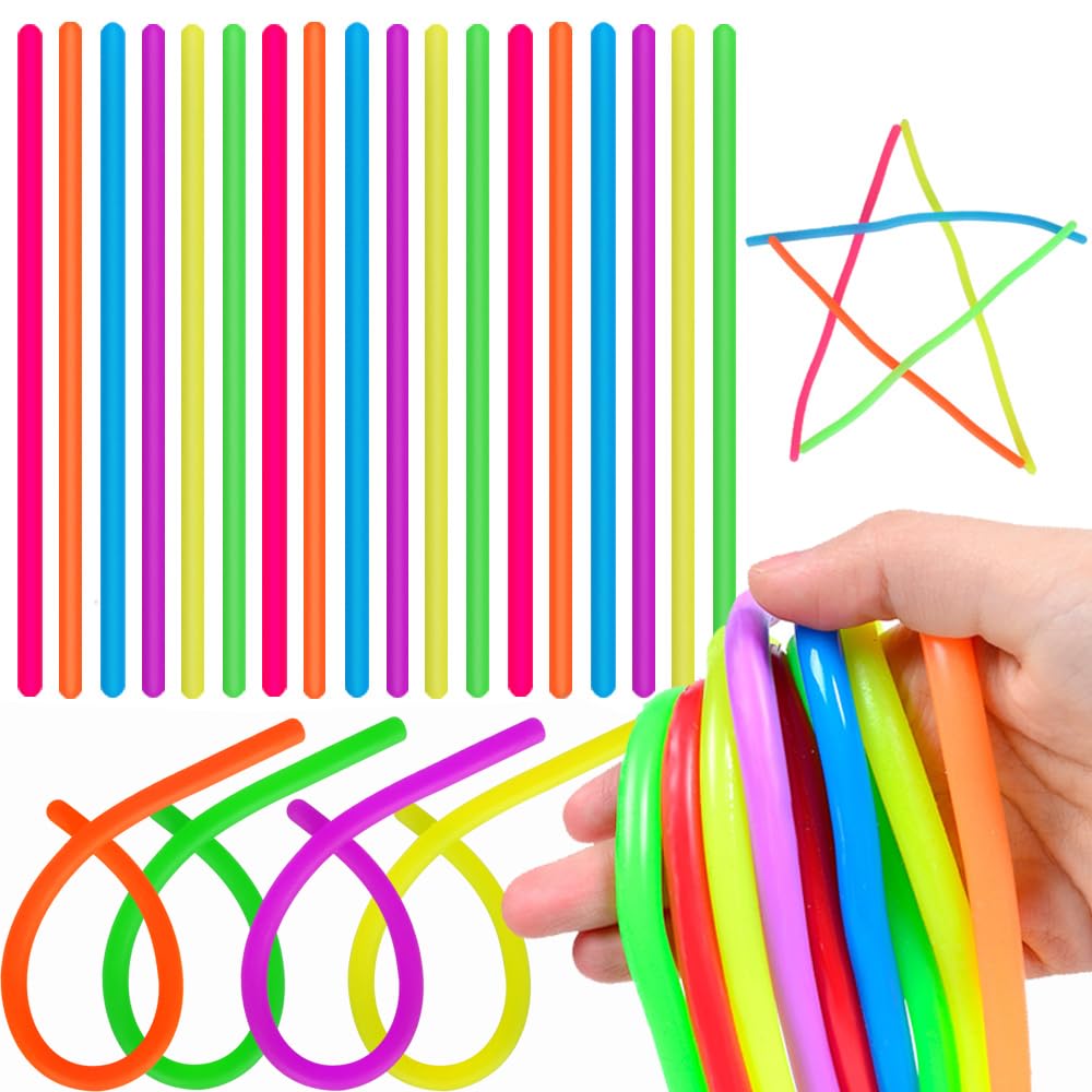 Estimable colorful stretchy fidget strings pack for sensory play and stress relief.