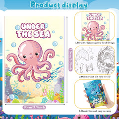 Estune ocean coloring books mini size closeup, handy pocket activity for travel and waiting moments.