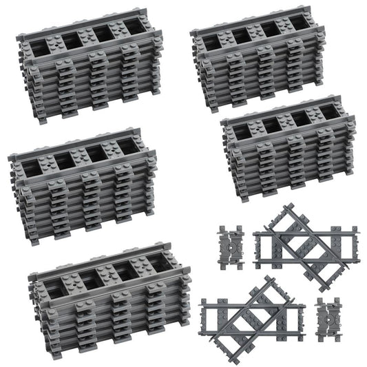 Etarnfly 42PCS city train tracks straight sections for durable, steady layouts