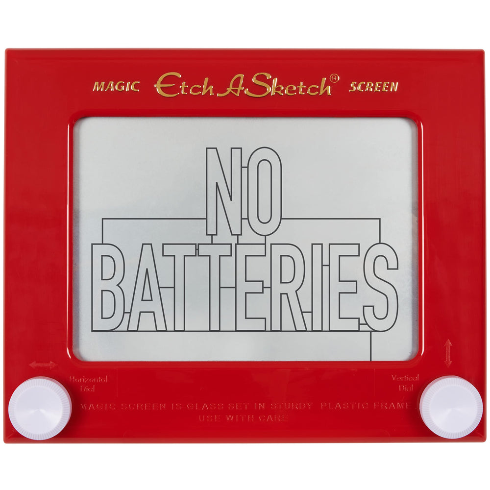 Etch A Sketch Classic Red Frame shows iconic design for pencil-free doodling fun