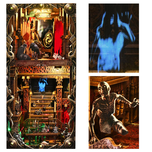 ETKVR Book Nook ghost projection creates eerie shelf ambiance