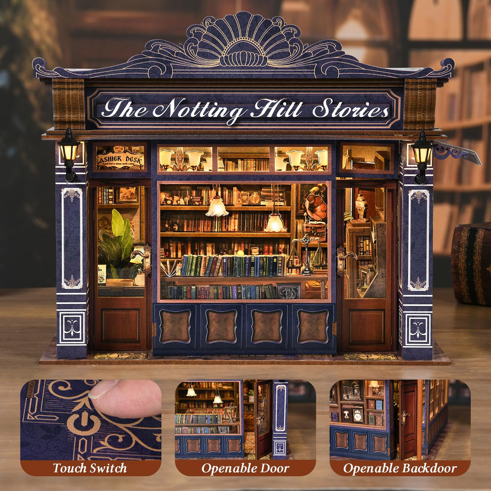 ETKVR Book Nook Kit book-shaped roof creates a bold bookstore silhouette