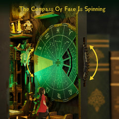 ETKVR Book Nook Kit with witch and potions adds mysterious decor.