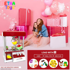Etna prize area with visible candy compartments invites kids and adults to grab prizes