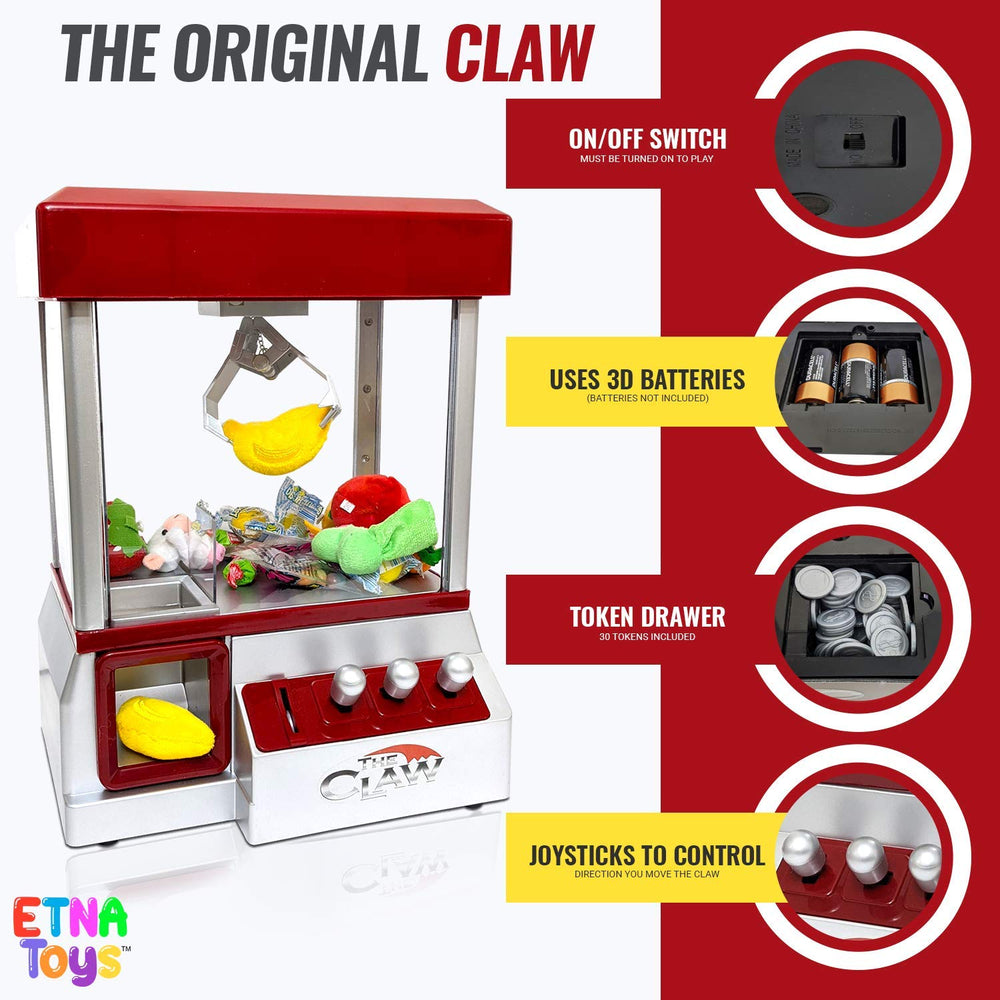 Etna claw machine side view shows slim profile for versatile placement in living spaces