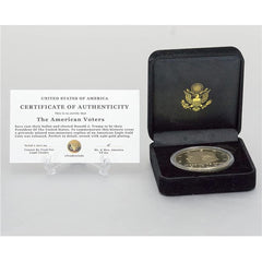 eTradewinds 24k gold-plated Trump 45-47 coin, a premium commemorative replica.