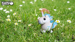 Bright Eugy Unicorn Sky 3D figure stands proudly for display.