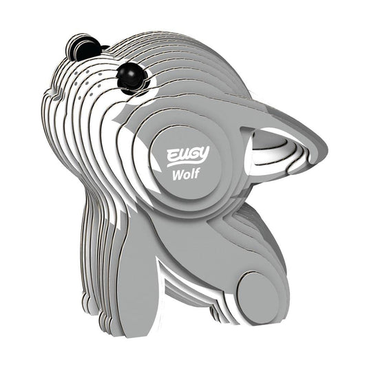 EUGY Wolf eco-friendly 3D puzzle ready for assembly and display.