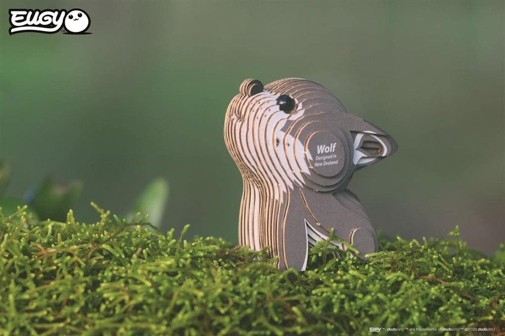 EUGY Wolf crafted from recyclable materials for eco-conscious play.