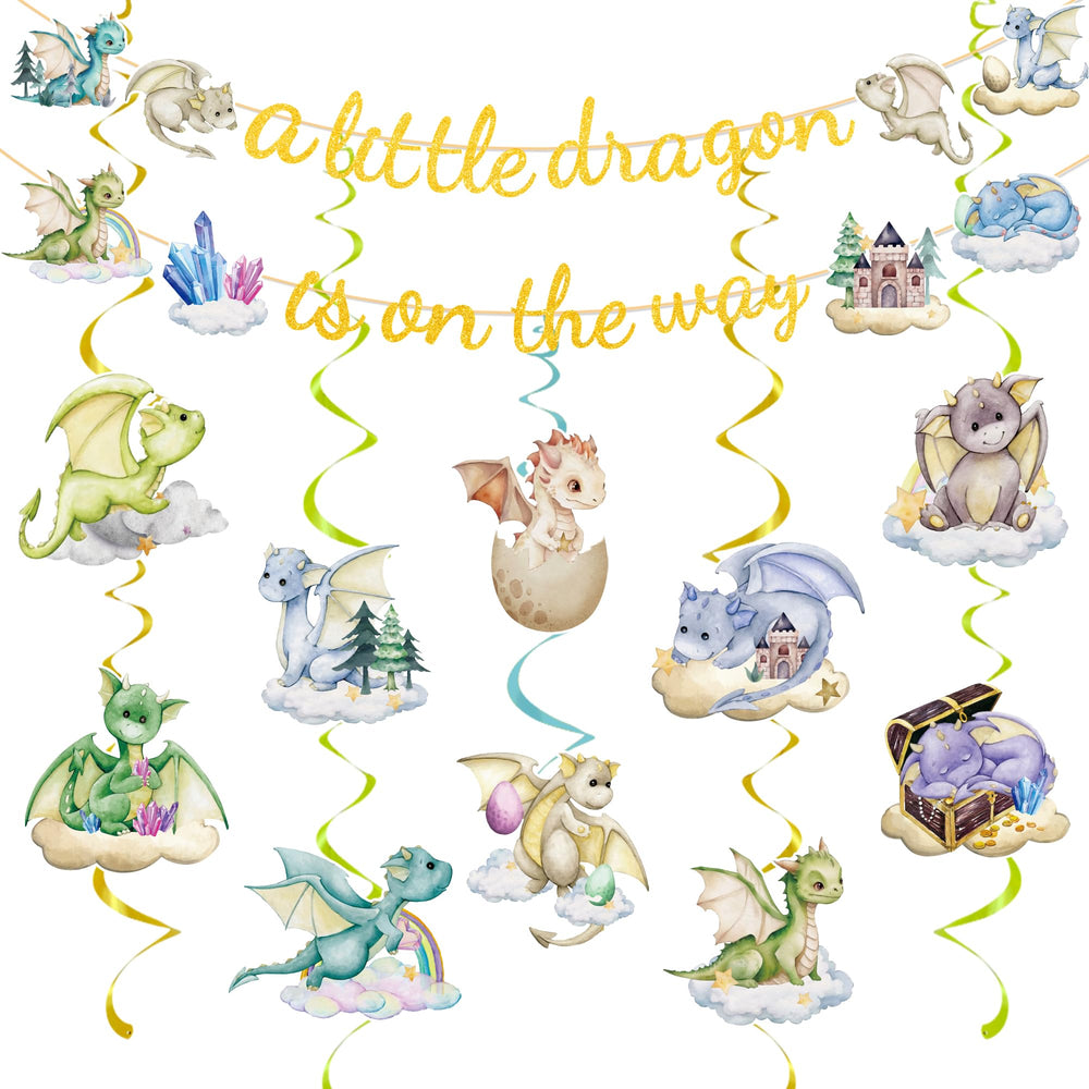 EUOYUFO dragon baby shower banner enhances theme and photo opportunities.