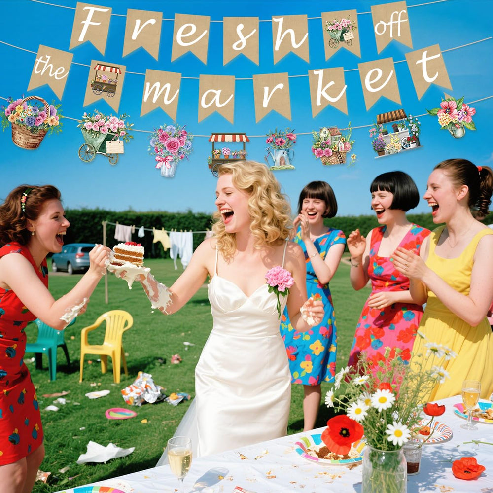 EUOYUFO Fresh Off The Market pre-strung banner for quick hanging