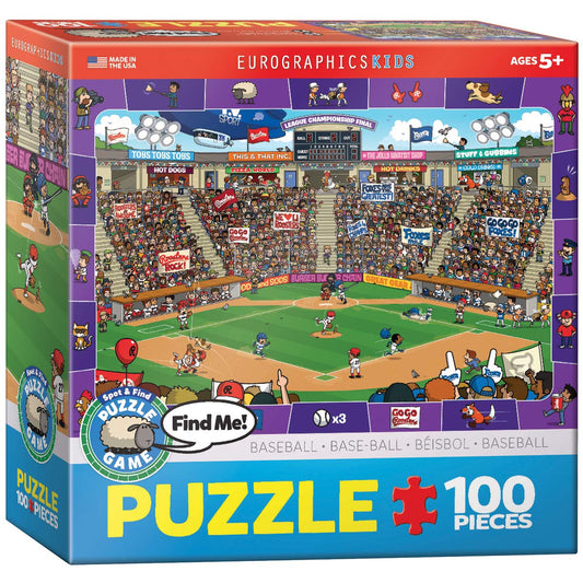 EuroGraphics Baseball Spot & Find puzzle box — ideal setup for family puzzle night.