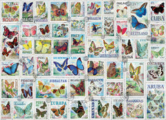EuroGraphics Butterflies Vintage Stamps puzzle pieces close-up showing sturdy interlocks for a satisfying fit
