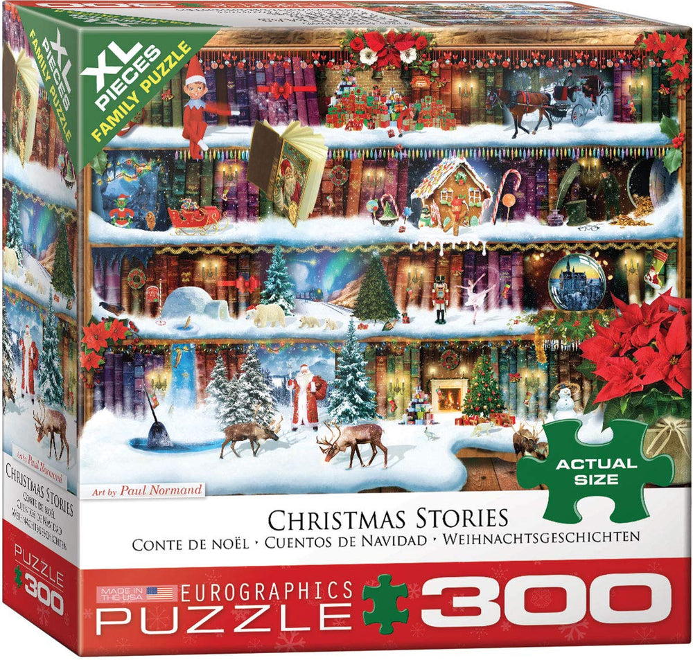 EuroGraphics Christmas Stories by Paul Normand box shows festive scene for family game night.