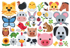 EuroGraphics Farm Animals Emojipuzzles pieces closeup shows sturdy interlocking tabs for durable play