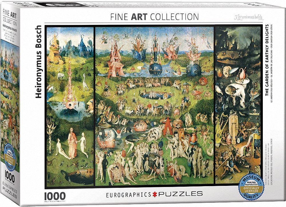 EuroGraphics Garden of Earthly Delights finished puzzle, impressive display piece after completion.