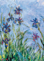 EuroGraphics Irises Monet finished puzzle size displayed for framing after completion