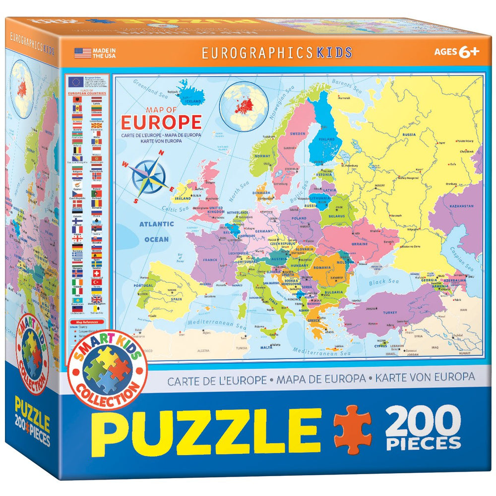 EuroGraphics Map of Europe puzzle box and pieces for interactive geography learning.