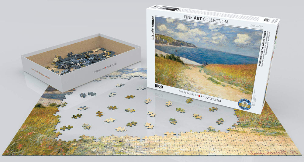 EuroGraphics Monet puzzle pieces on blueboard for lasting enjoyment