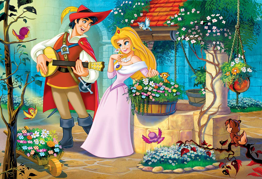 EuroGraphics Princess Song puzzle pieces spread on table ready for assembling