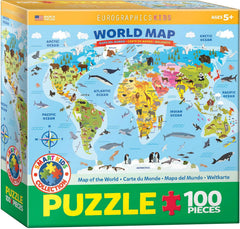 EuroGraphics world map illustrated puzzle pieces engaging kids during playtime.