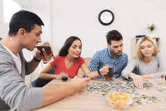 EuroGraphics puzzle map uses USA-made blue board for durable pieces.