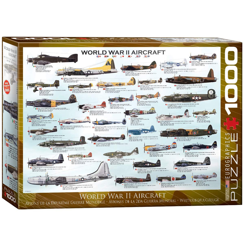 EuroGraphics World War II Aircraft Puzzle cover reveals iconic planes for educational family fun.