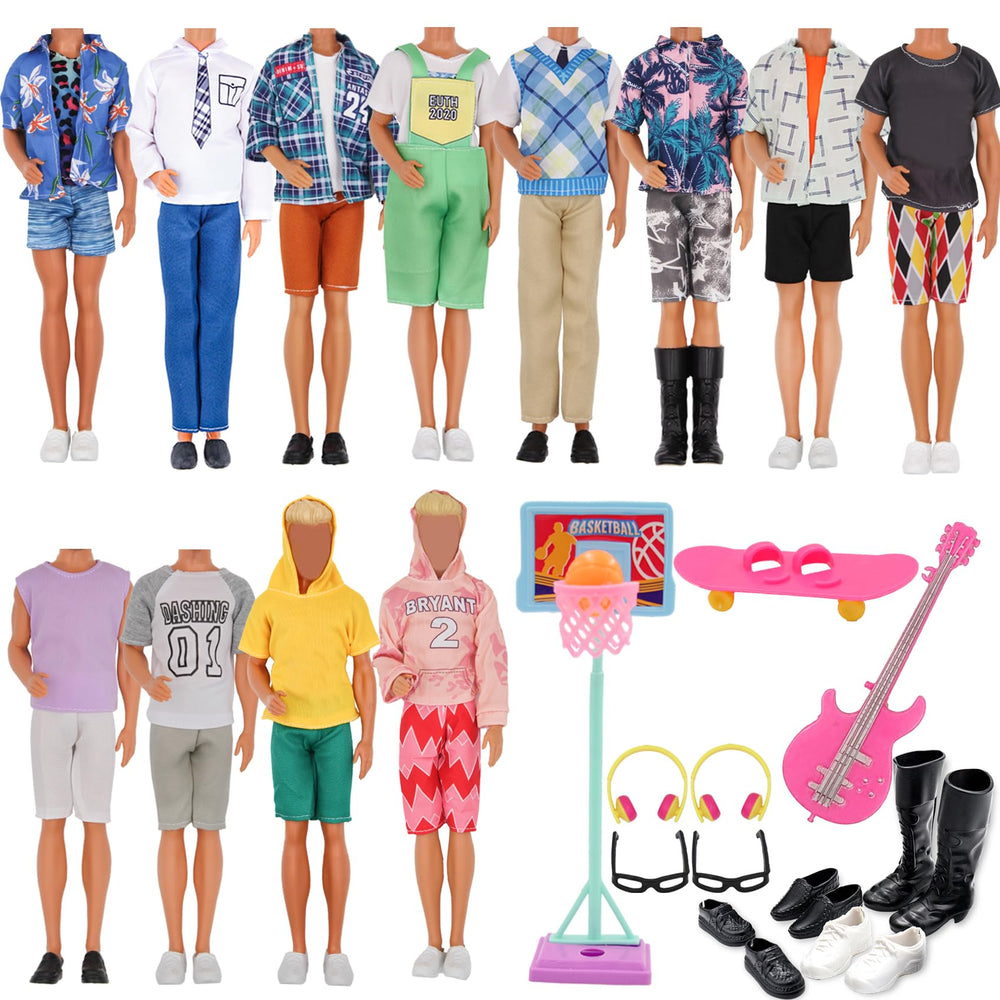 EuTengHao 44-piece outfits for 12-inch boy dolls fuel imaginative dress-up play.