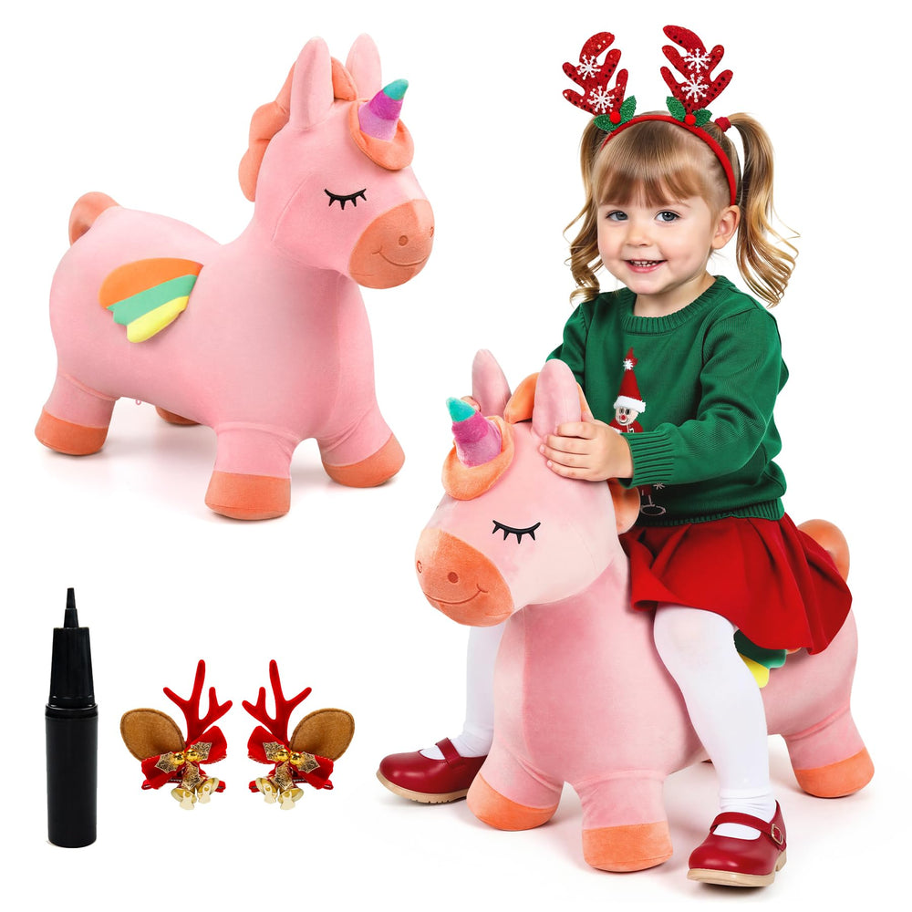 EVERICH TOY bouncy horse unicorn riding toy for indoor outdoor play builds balance